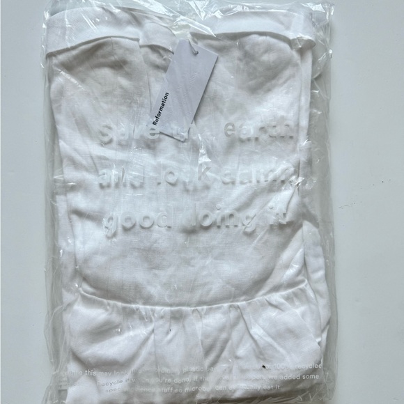 REFORMATION SORA LINEN DRESS WHITE-2 - Picture 4 of 5